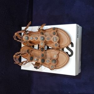 SCHUTZ BROWN LEATHER SANDELS